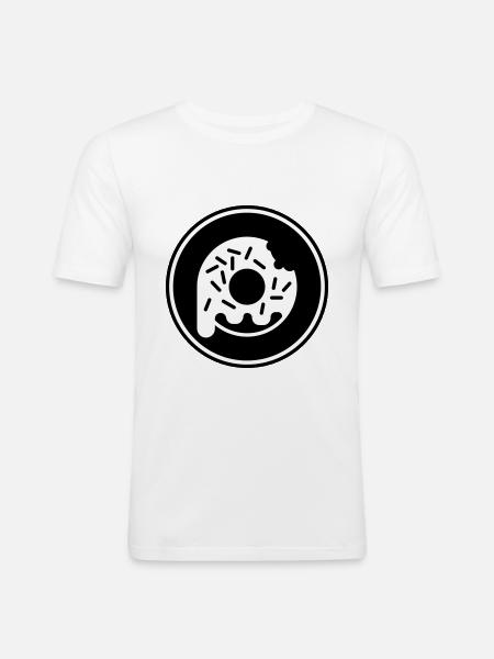 Eating donut - Men's Slim Fit T-Shirt - white