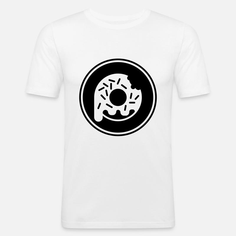 Donut essen - Männer Slim Fit T-Shirt - Weiß