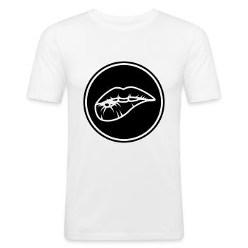 Lippen - Männer Slim Fit T-Shirt - Weiß - Vorne - Nik (191cm)