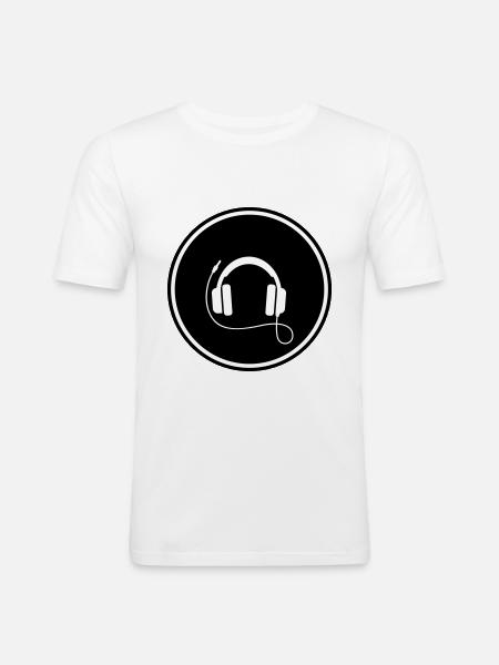 Kopfhörer Musik Symbol - Männer Slim Fit T-Shirt - Weiß