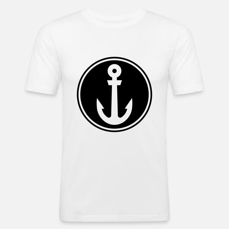 Anker Seemann - Männer Slim Fit T-Shirt - Weiß