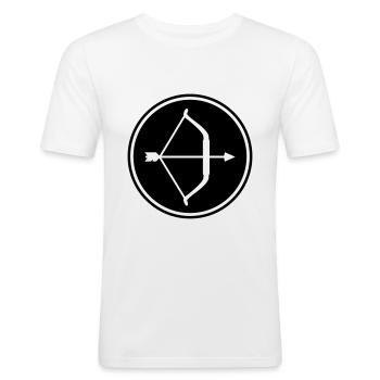 Arc et flèches - T-shirt près du corps Homme - blanc - Devant - Nik (191cm)