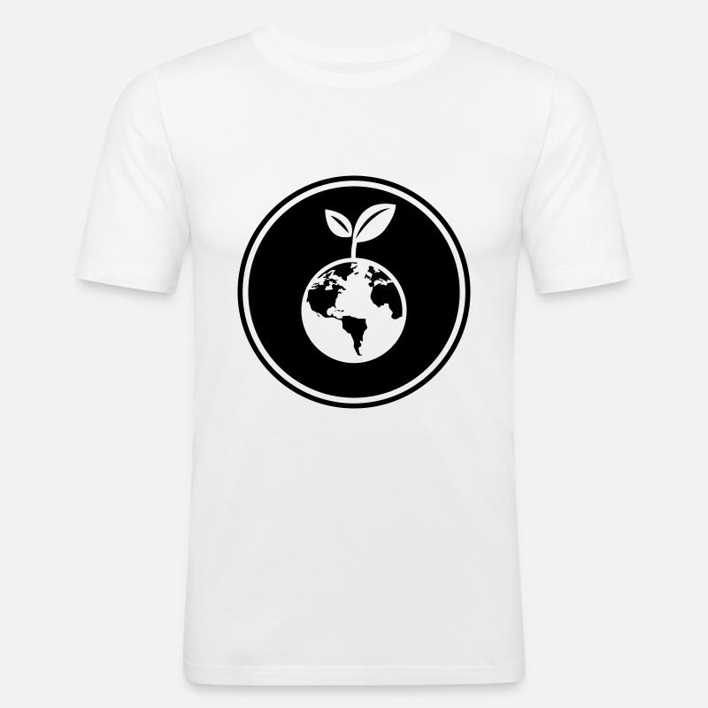 Planet Erde - Männer Slim Fit T-Shirt - Weiß