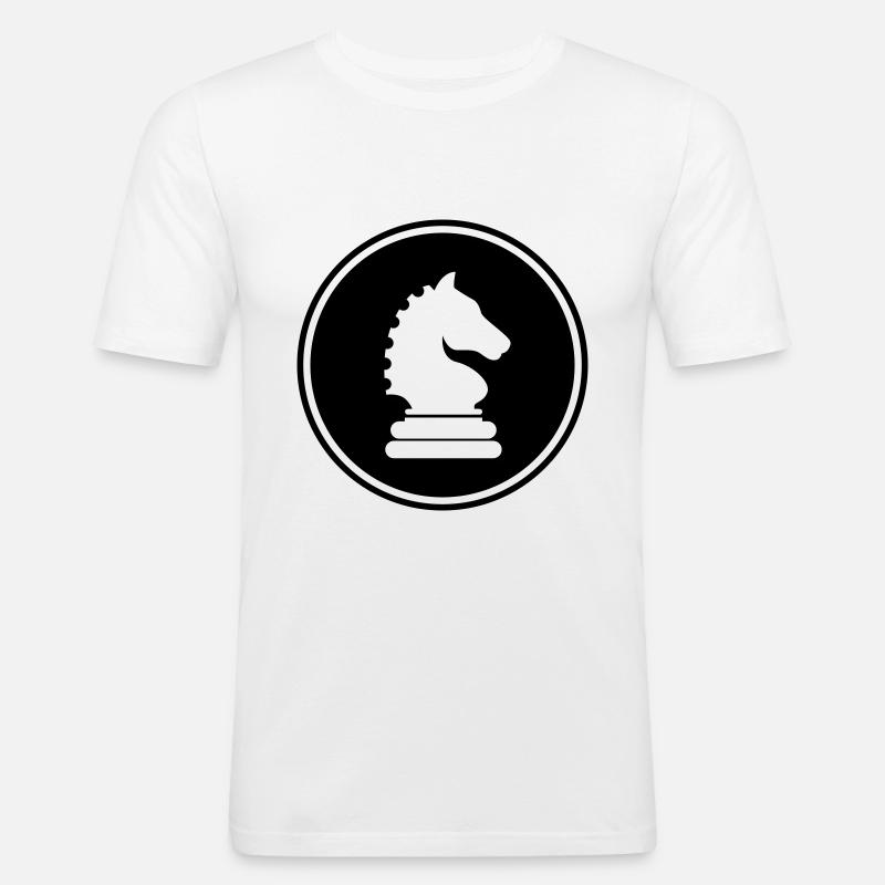 Pferd Schachfigur - Männer Slim Fit T-Shirt - Weiß