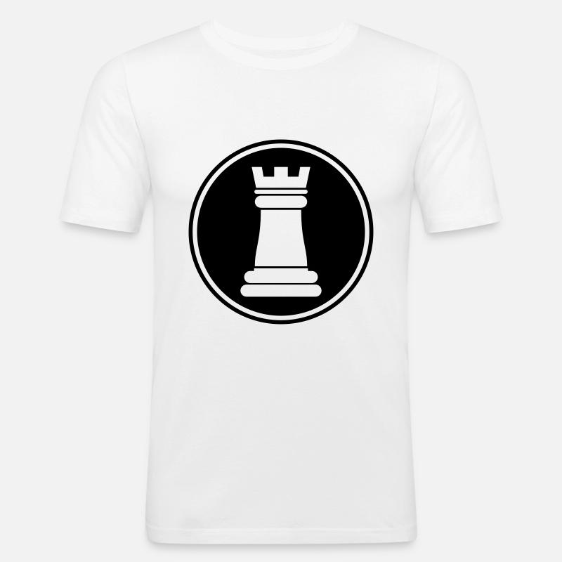Schachfigur Turm - Männer Slim Fit T-Shirt - Weiß