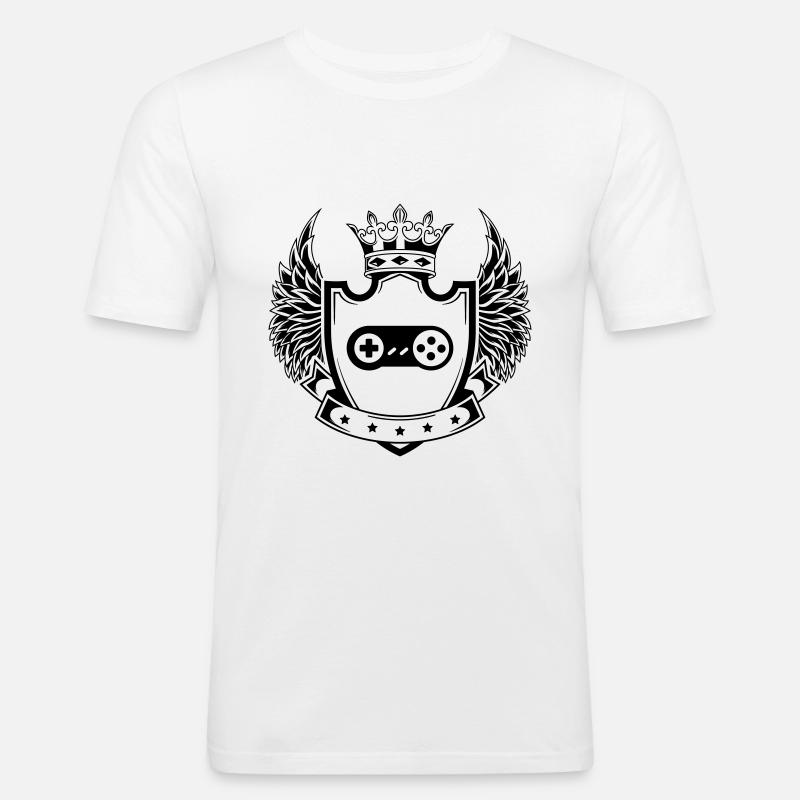Gamepad Wappen Gamer - Männer Slim Fit T-Shirt - Weiß