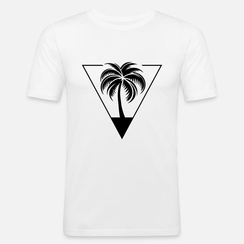 Palme Silhouette Symbol - Männer Slim Fit T-Shirt - Weiß