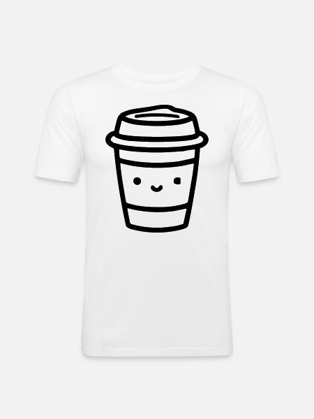 Kaffeebecher - Männer Slim Fit T-Shirt - Weiß