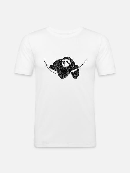 Faultier - Männer Slim Fit T-Shirt - Weiß