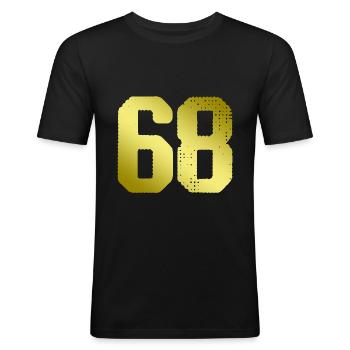 68 Zahl Trikot - Männer Slim Fit T-Shirt - Schwarz - Vorne - Nik (191cm)