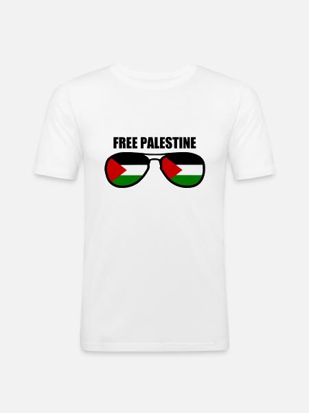 Free palestine - Männer Slim Fit T-Shirt - Weiß