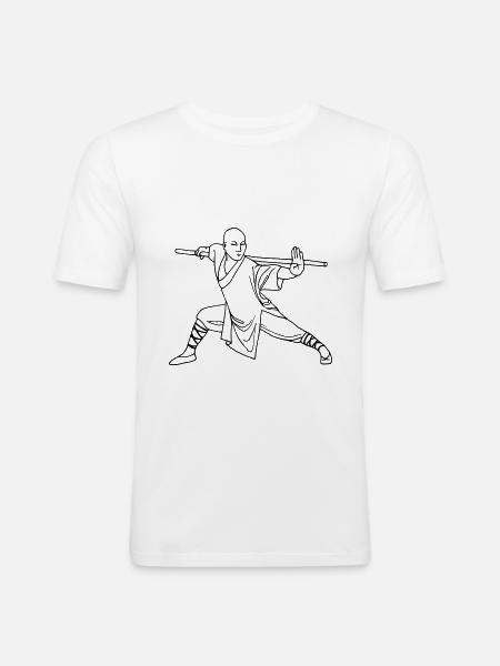 Kung Fu Shaolin Monk - Men's Slim Fit T-Shirt - white
