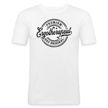 Ergotherapeut Original Ergotherapeuten - Männer Slim Fit T-Shirt - Weiß - Vorne - Nik (191cm)