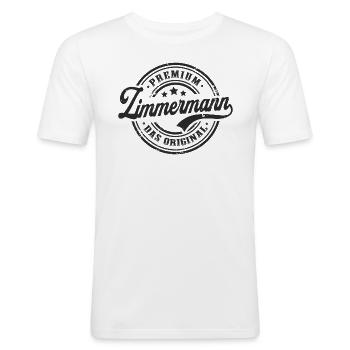 Zimmermann Original Lustiges Zimmerer - Männer Slim Fit T-Shirt - Weiß - Vorne - Nik (191cm)