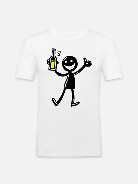 Drinking Comic Illustration Beer - Men's Slim Fit T-Shirt - white