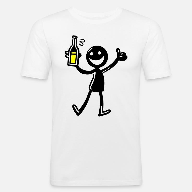 Drinking Comic Illustration Beer - Men's Slim Fit T-Shirt - white