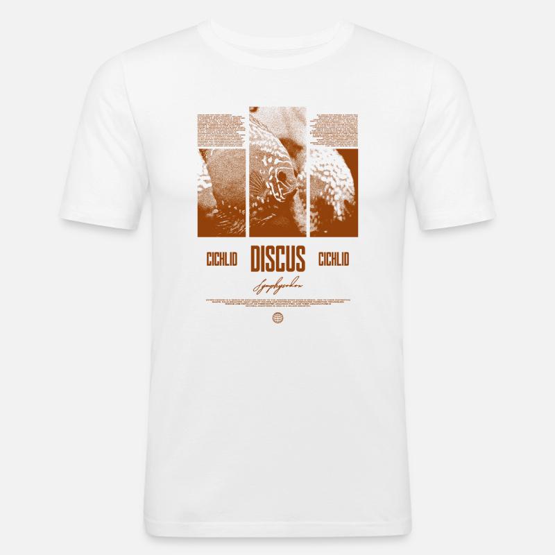 Diskusfisch Buntbarsch Aquarium Fischhalter - Männer Slim Fit T-Shirt - Weiß