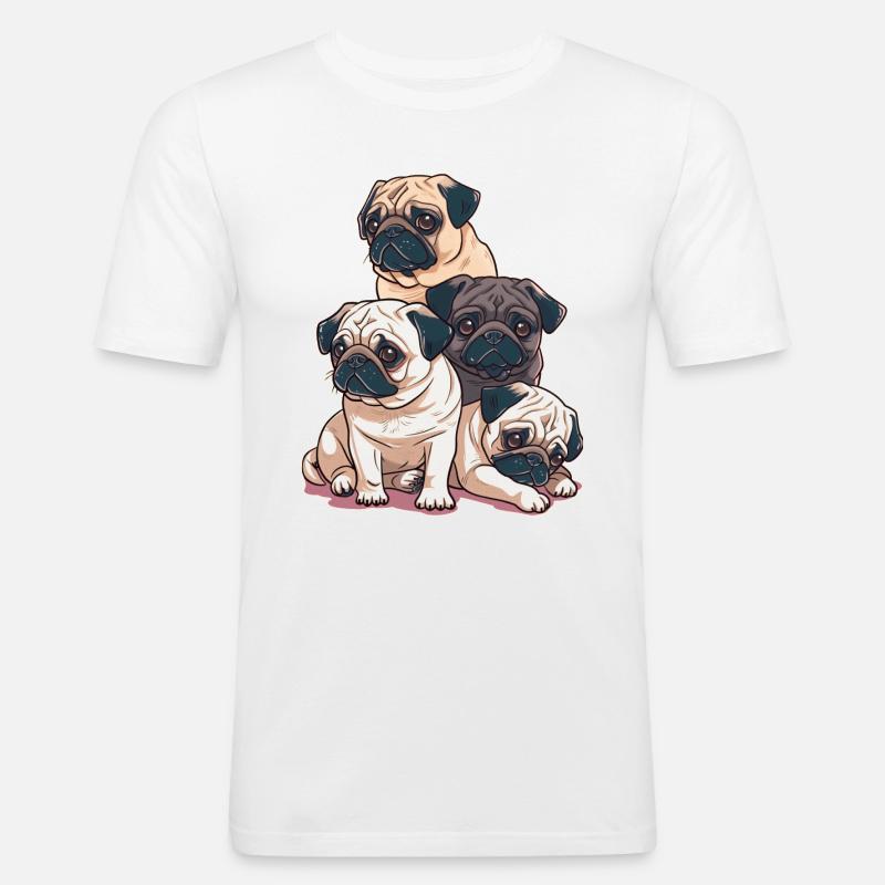 Pug Stack - Men's Slim Fit T-Shirt - white