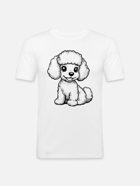 Poodle Dog Comic Cute - Men's Slim Fit T-Shirt - white