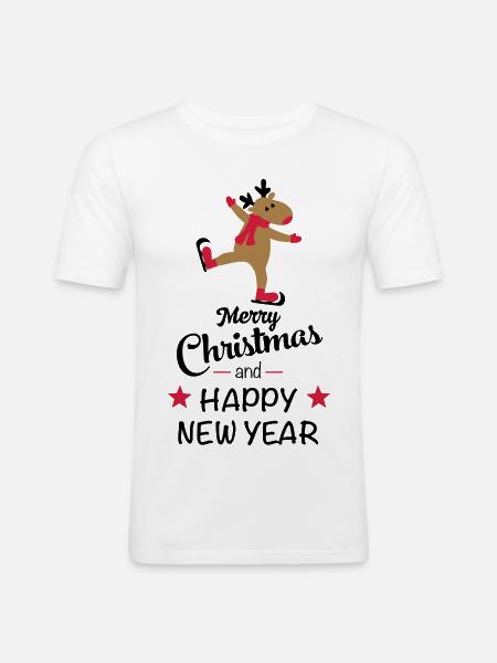 Noël drôle - T-shirt près du corps Homme - blanc