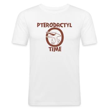 Pterodactyl-Zeit - Männer Slim Fit T-Shirt - Weiß - Vorne - Nik (191cm)