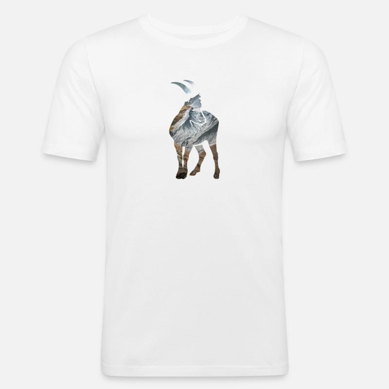 Alpensteinbock Sternzeichen Klettern Berggipfel - Männer Slim Fit T-Shirt - Weiß