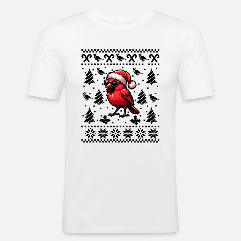 Rotkardinal Vogel Weihnachten - Männer Slim Fit T-Shirt - Weiß