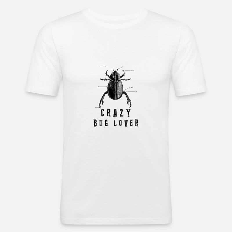 Crazy Bug Lover - Männer Slim Fit T-Shirt - Weiß
