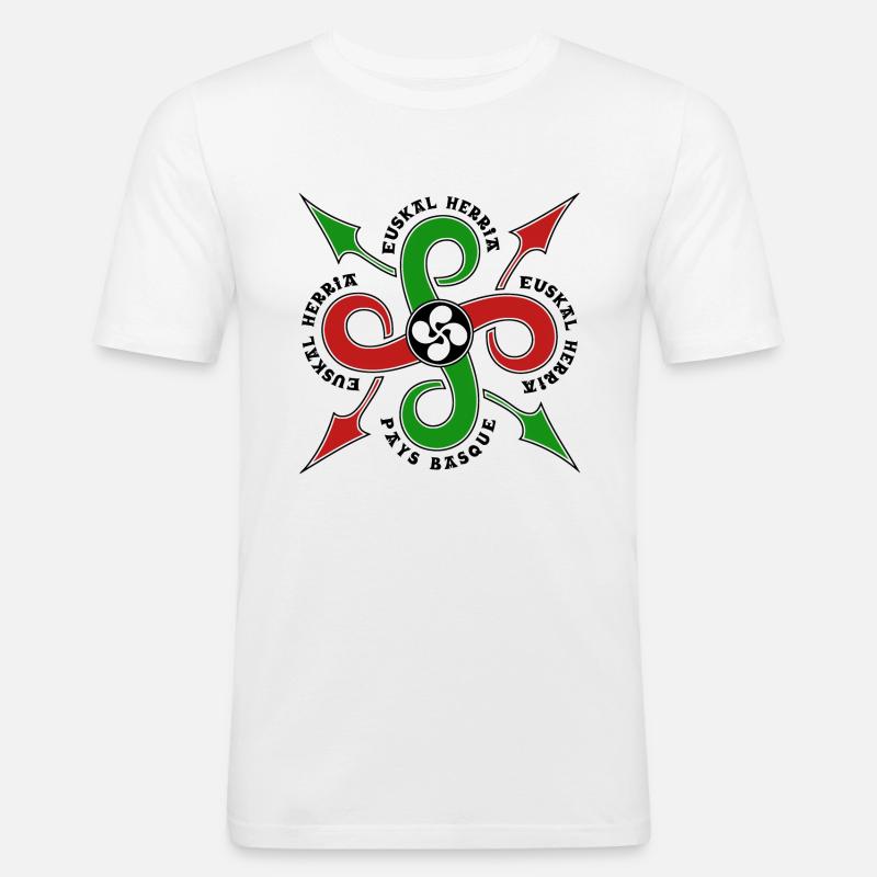 Croce Basca - Maglietta aderente da uomo - bianco