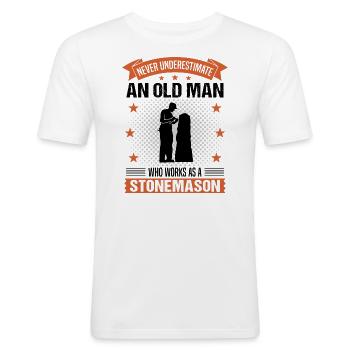 Stonemason Old Man Saying Men's Gift - Men's Slim Fit T-Shirt - white - Front - Nik (191cm)