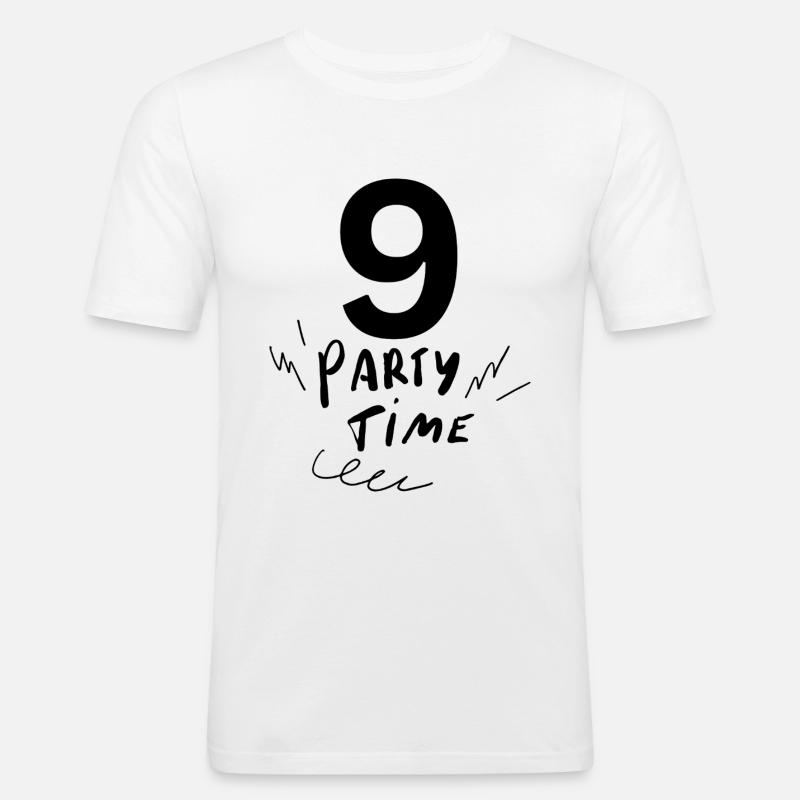 9 - Männer Slim Fit T-Shirt - Weiß