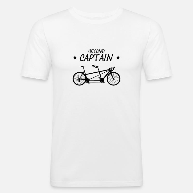 Tandem Bicycle Second Captain - Männer Slim Fit T-Shirt - Weiß