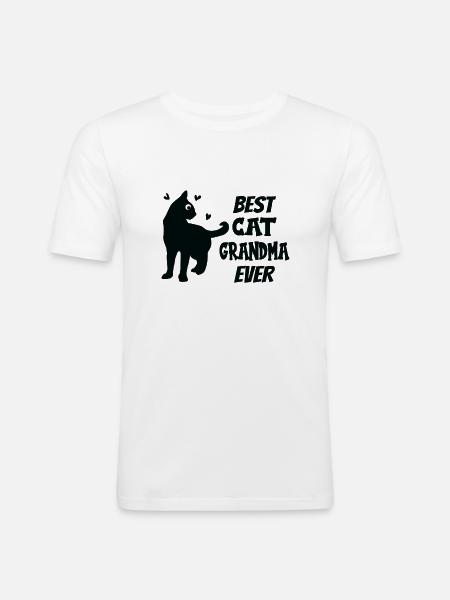 Best Cat Grandma Ever Oma liebt Katzen - Männer Slim Fit T-Shirt - Weiß