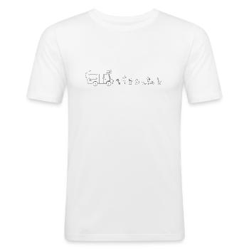 Camping-car Womo Symboles - T-shirt près du corps Homme - blanc - Devant - Nik (191cm)
