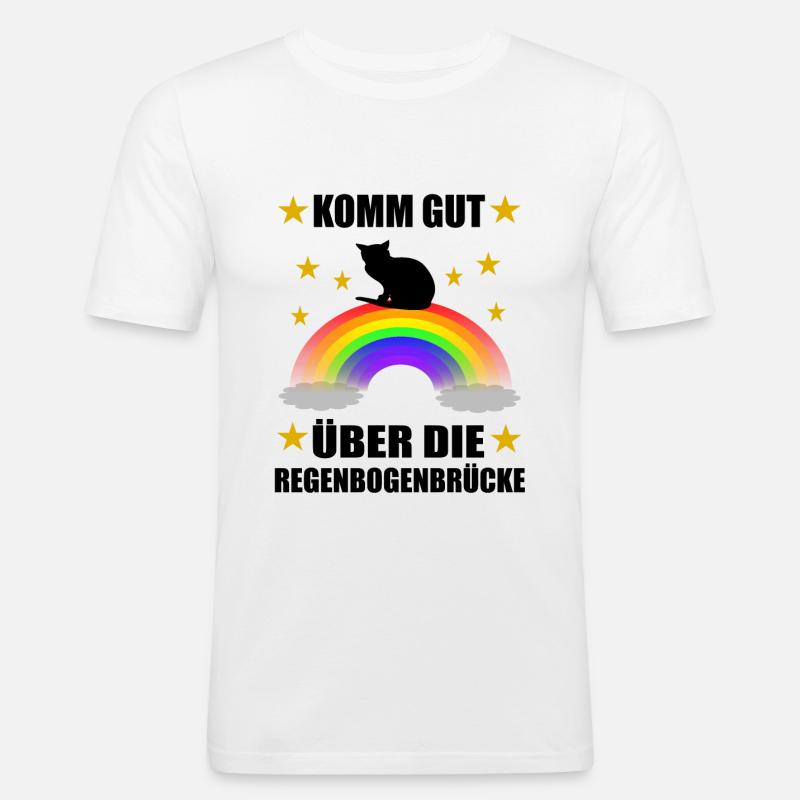 Süße Katze Regenbogenbrücke Gedanke - Männer Slim Fit T-Shirt - Weiß