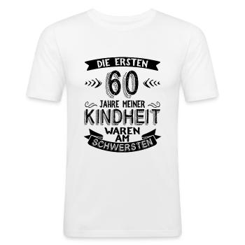 60 Geburtstag Mann - Männer Slim Fit T-Shirt - Weiß - Vorne - Nik (191cm)
