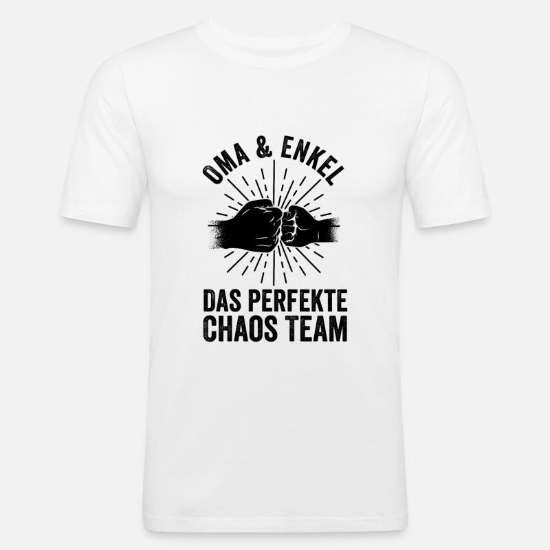 Großmutter Enkel Oma - Männer Slim Fit T-Shirt - Weiß
