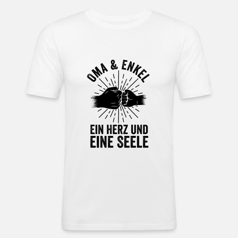 Großmutter Enkel Oma - Männer Slim Fit T-Shirt - Weiß