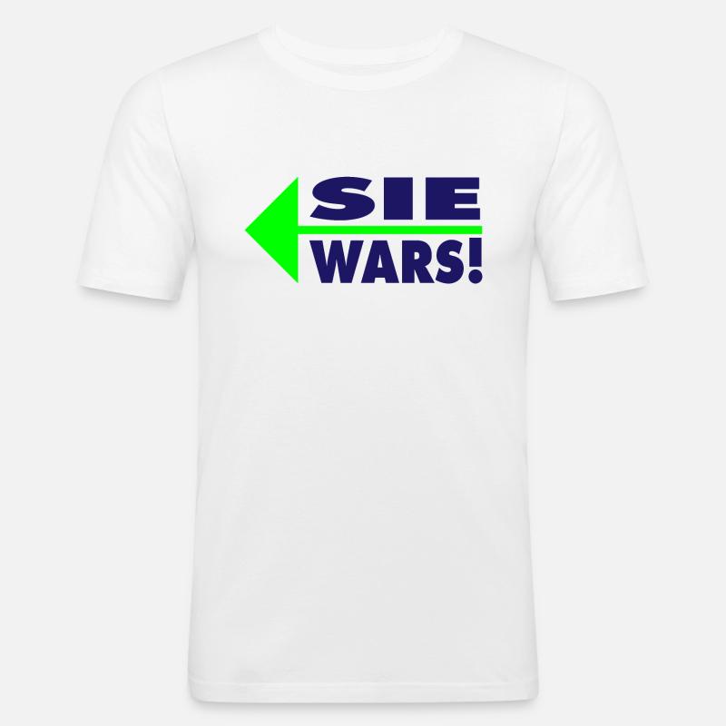 Sie wars! Partner- oder Partyshirt - Männer Slim Fit T-Shirt - Weiß