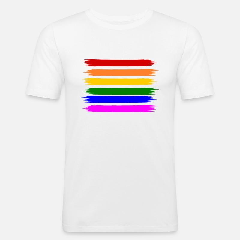 Regenbogen Regenbogenfahne - Männer Slim Fit T-Shirt - Weiß