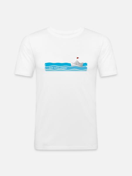 Ich will Meer - Männer Slim Fit T-Shirt - Weiß