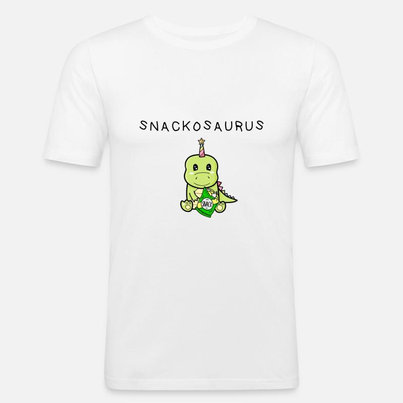 Snackosaurus Dinosaurier und Snack - Geschenkidee - Männer Slim Fit T-Shirt - Weiß