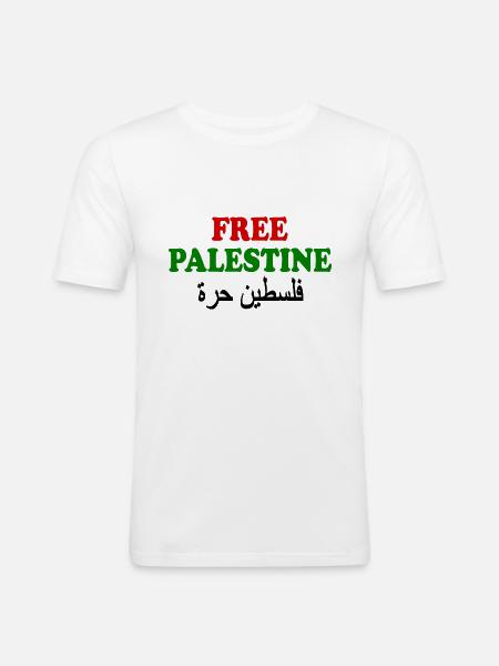 Free palestine فلسطين حرة - Men's Slim Fit T-Shirt - white