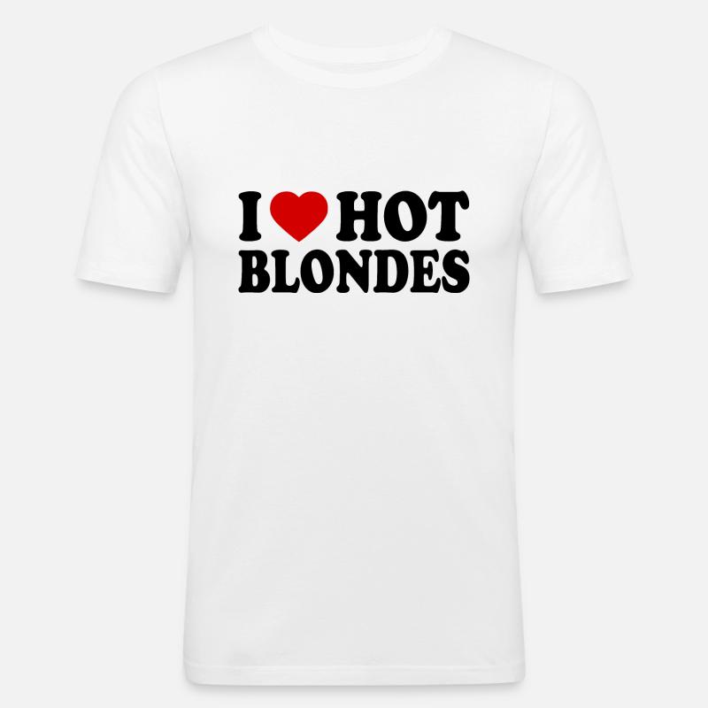 I love hot blondes - Obcisła koszulka męska - biały
