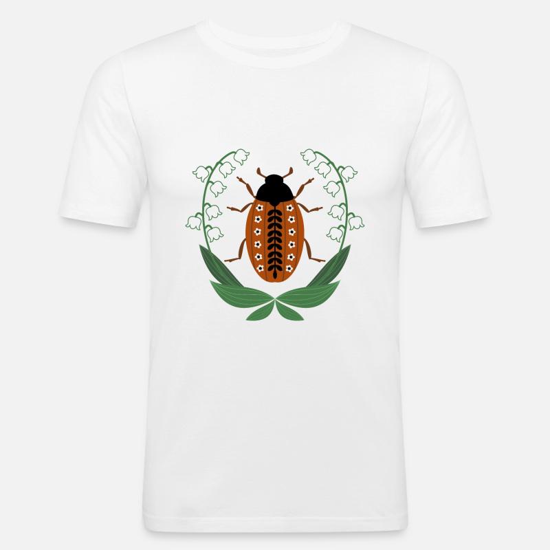 Maikäfer mit Maiglöckchen - Männer Slim Fit T-Shirt - Weiß