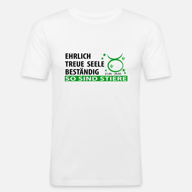 Sternzeichen Stier - Eigenschaften - Männer Slim Fit T-Shirt - Weiß