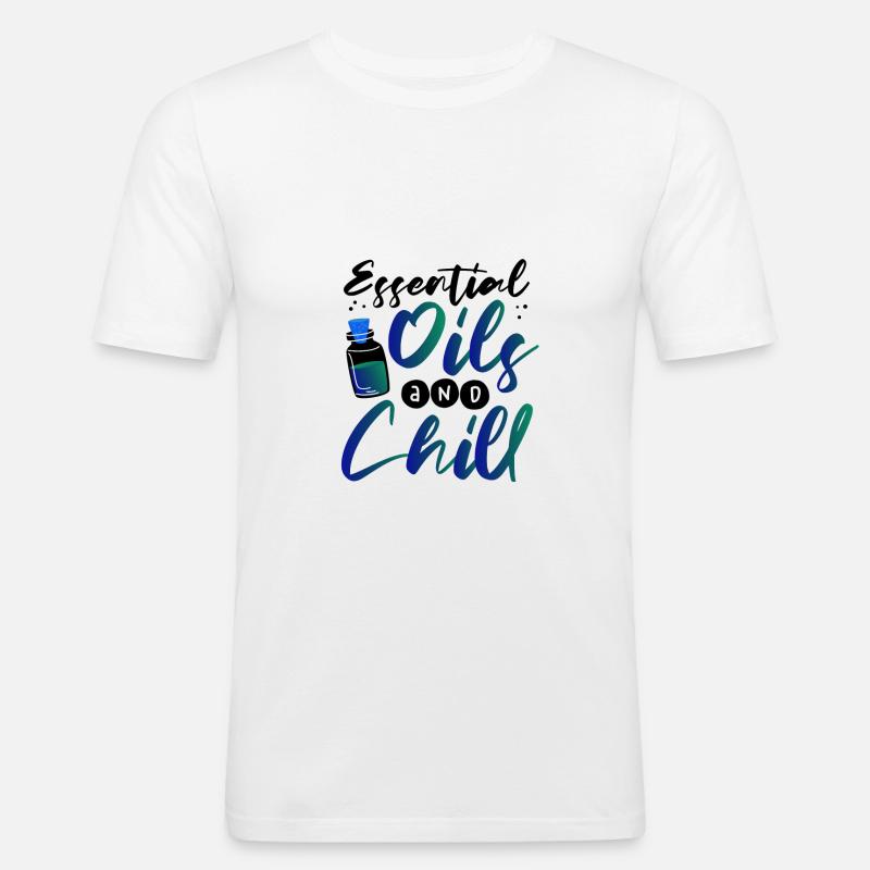 Ätherische Öle und ätherische Kälteöle - Männer Slim Fit T-Shirt - Weiß