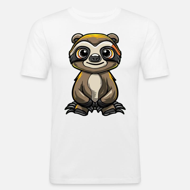 Faultier Comic - Männer Slim Fit T-Shirt - Weiß