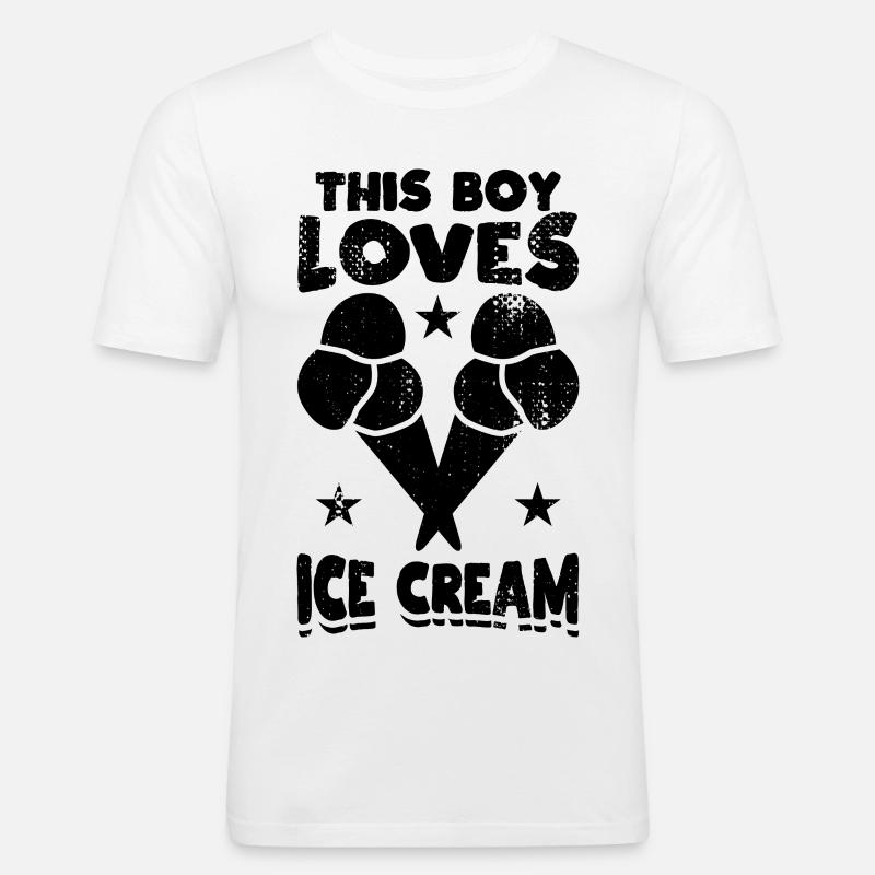 Eiscreme Junge - Männer Slim Fit T-Shirt - Weiß
