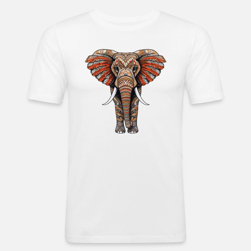 Elephant with African pattern no3 - Men's Slim Fit T-Shirt - white